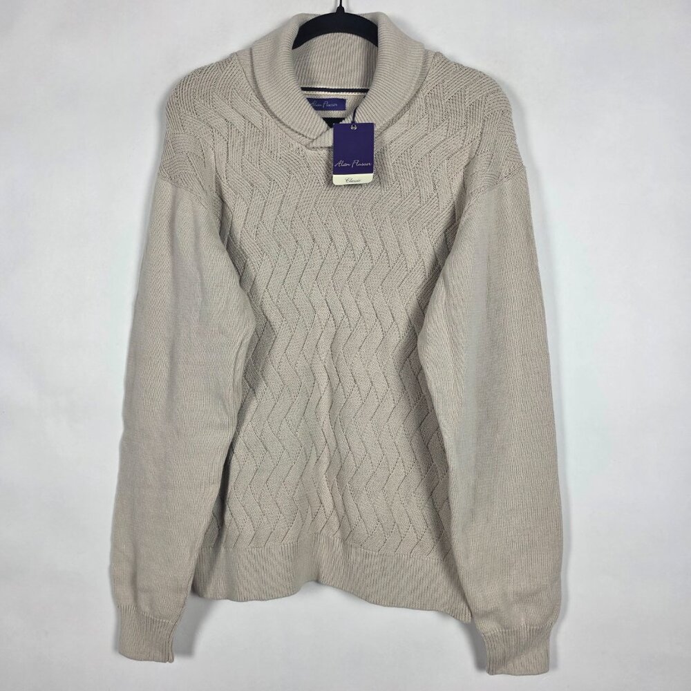 Alan Flusser Classic Luxury Shawl Cotton Knit NWT Mens Large Long Sleeve Sweater